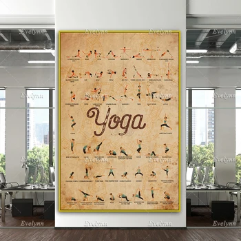 Vintage Jooga Kujutab Plakat, Meditatsiooni Seina Art Prints, Tervendav Plakat, Jooga Väljavalitu Kingitus, Jooga Stuudio Decor, Kodu Decor Lõuend