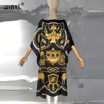 WINYI uus Trükitud Batwing Varruka elegantne seal kaftan Street Wear Maxi 2023 mood Bohemian Kleit Naiste Rannas Kanda Ujuda Masti varjata