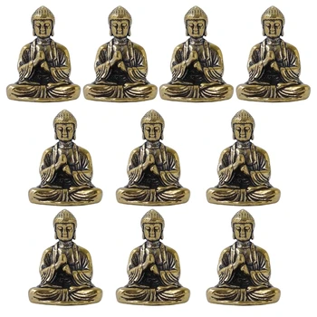 Y1UU 10tk/set Šākjamuni Buddhad Kuju Väikesed Kaunistused Messing Figuriin Religioosse Kunsti Desktop Kaunistused Käsitöö