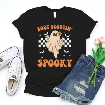 uus.. Boot Scootin Õudne T-Särk, Halloween Särk, Kauboi Vaimu Tshirt, kunst